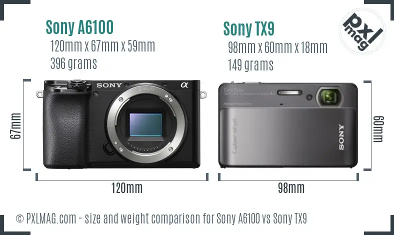 Sony A6100 vs Sony TX9 size comparison