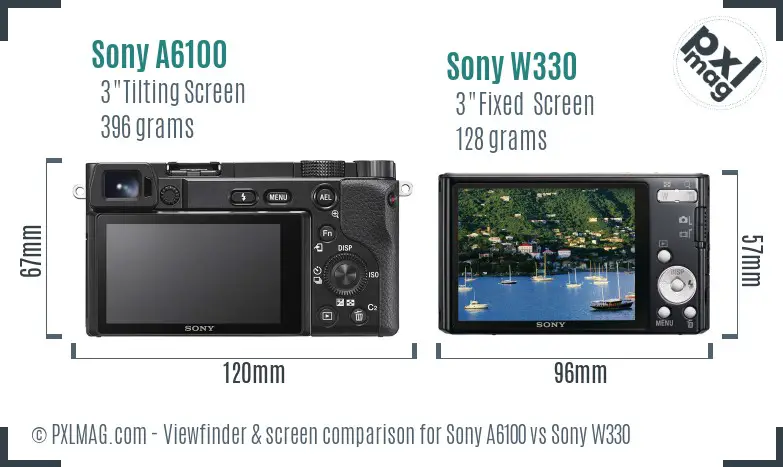 Sony A6100 vs Sony W330 Screen and Viewfinder comparison