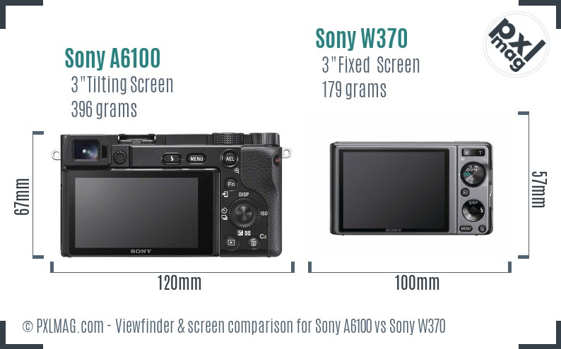 Sony A6100 vs Sony W370 Screen and Viewfinder comparison