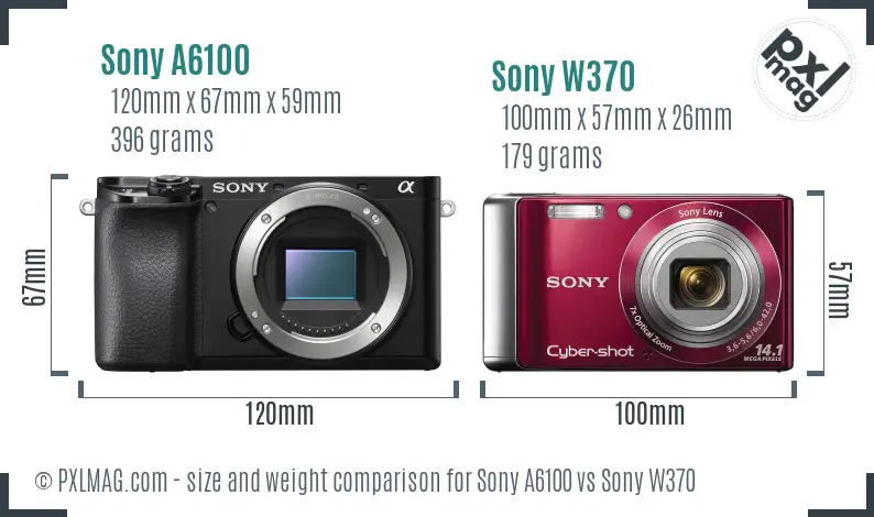 Sony A6100 vs Sony W370 size comparison