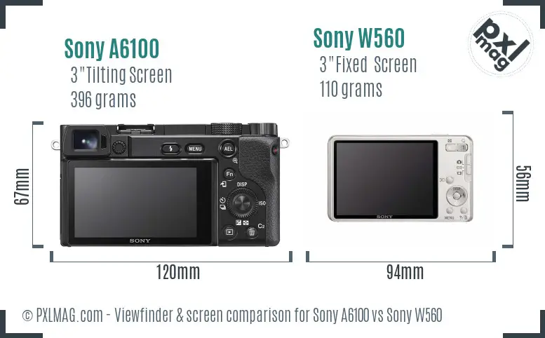 Sony A6100 vs Sony W560 Screen and Viewfinder comparison