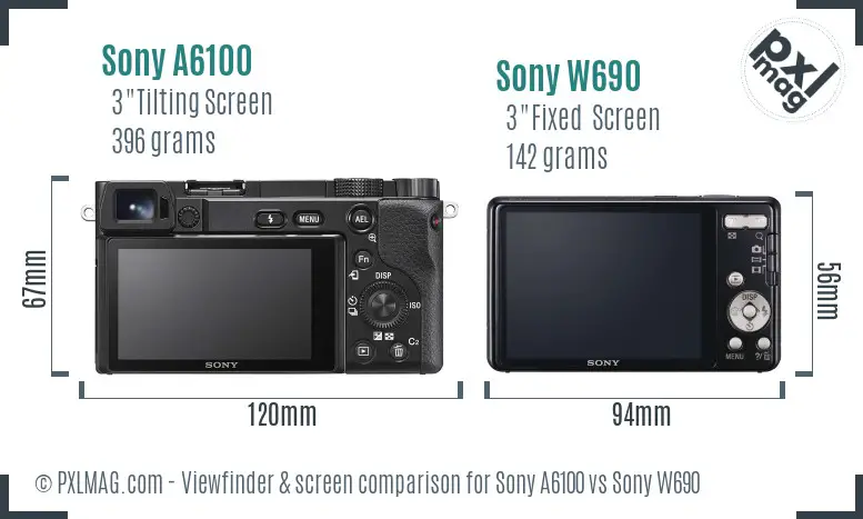 Sony A6100 vs Sony W690 Screen and Viewfinder comparison