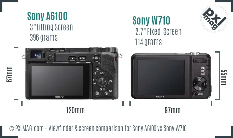 Sony A6100 vs Sony W710 Screen and Viewfinder comparison