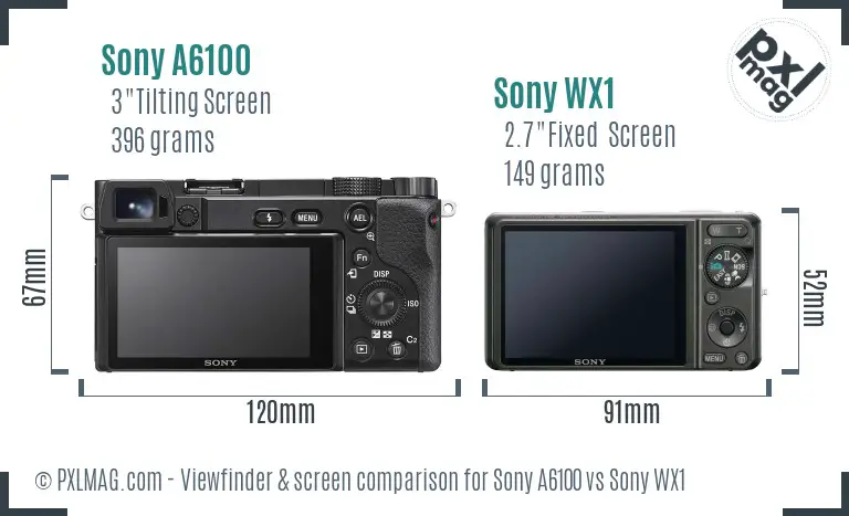 Sony A6100 vs Sony WX1 Screen and Viewfinder comparison