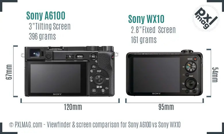Sony A6100 vs Sony WX10 Screen and Viewfinder comparison