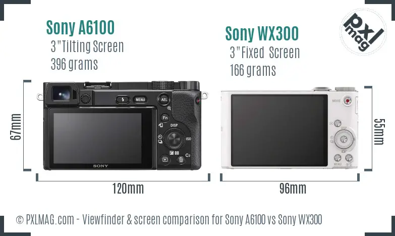 Sony A6100 vs Sony WX300 Screen and Viewfinder comparison