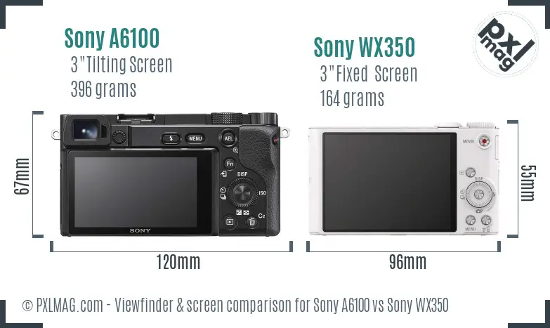 Sony A6100 vs Sony WX350 Screen and Viewfinder comparison