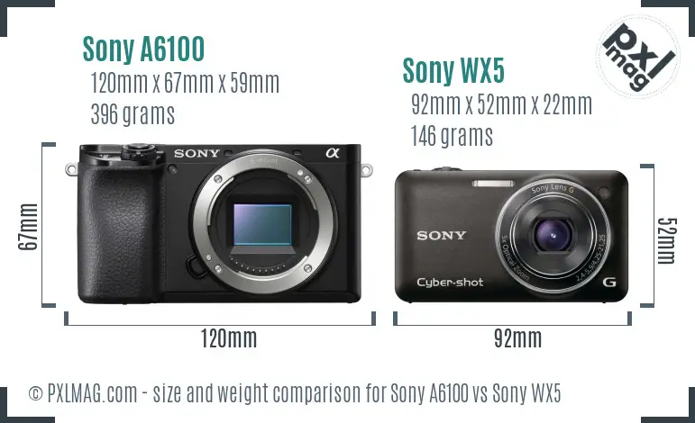 Sony A6100 vs Sony WX5 size comparison