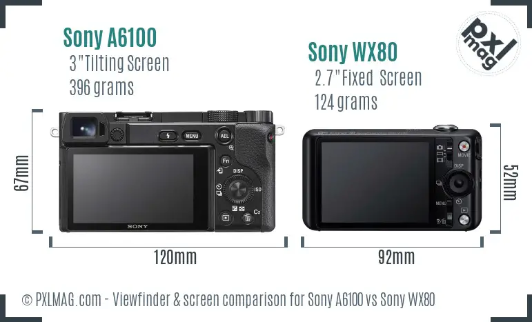 Sony A6100 vs Sony WX80 Screen and Viewfinder comparison