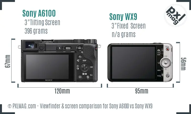 Sony A6100 vs Sony WX9 Screen and Viewfinder comparison