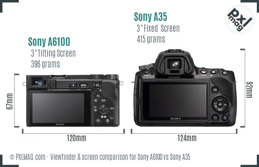 Sony A6100 vs Sony A35 Screen and Viewfinder comparison