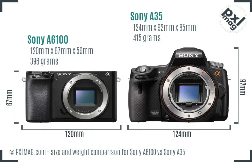 Sony A6100 vs Sony A35 size comparison