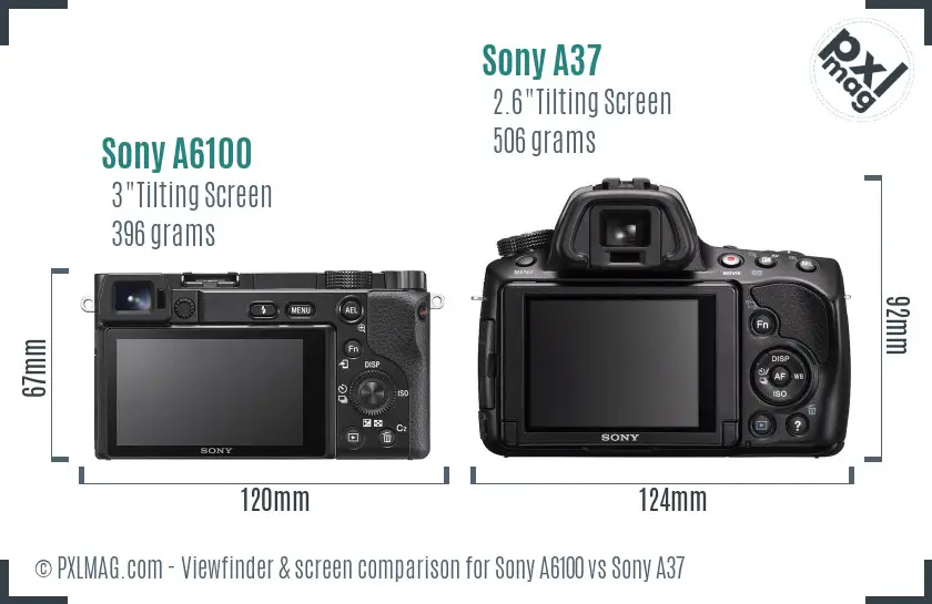 Sony A6100 vs Sony A37 Screen and Viewfinder comparison