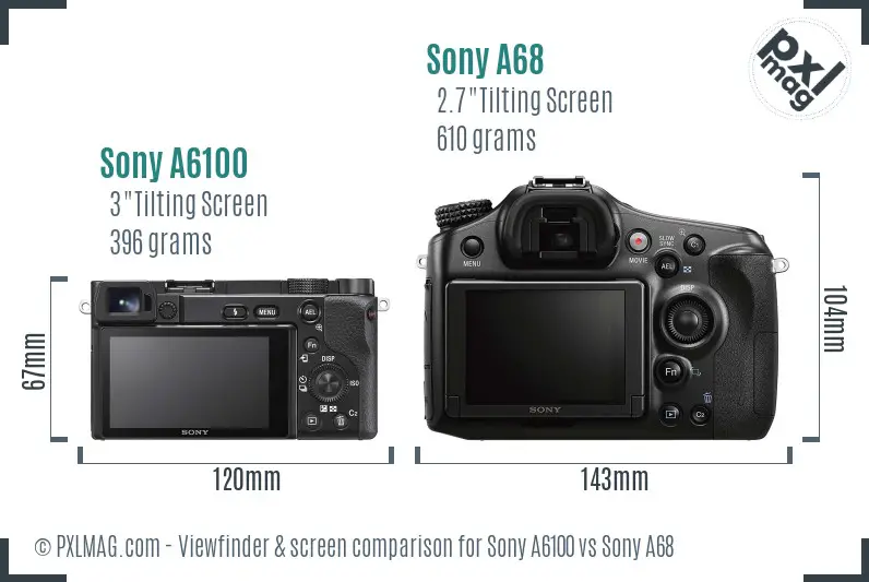 Sony A6100 vs Sony A68 Screen and Viewfinder comparison