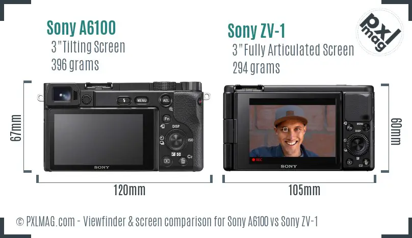 Sony A6100 vs Sony ZV-1 Screen and Viewfinder comparison