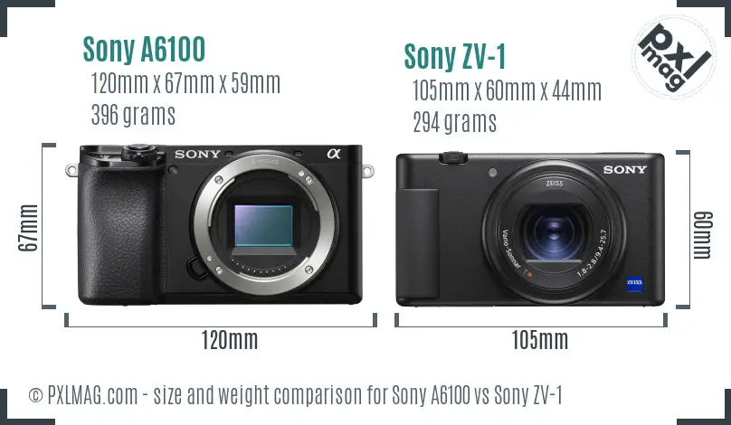 Sony A6100 vs Sony ZV-1 size comparison