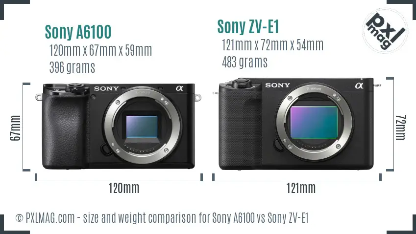 Sony A6100 vs Sony ZV-E1 size comparison