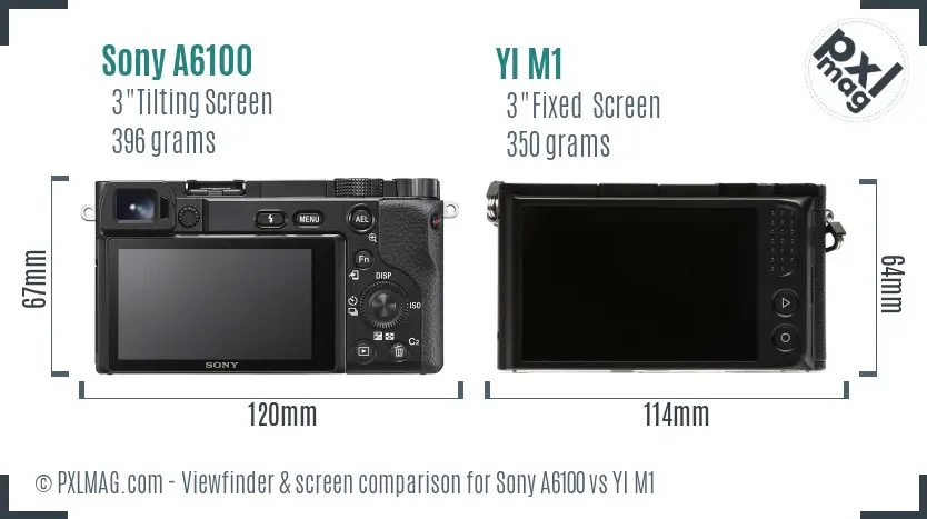 Sony A6100 vs YI M1 Screen and Viewfinder comparison