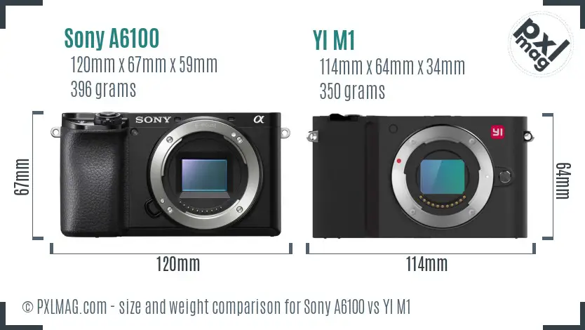 Sony A6100 vs YI M1 size comparison
