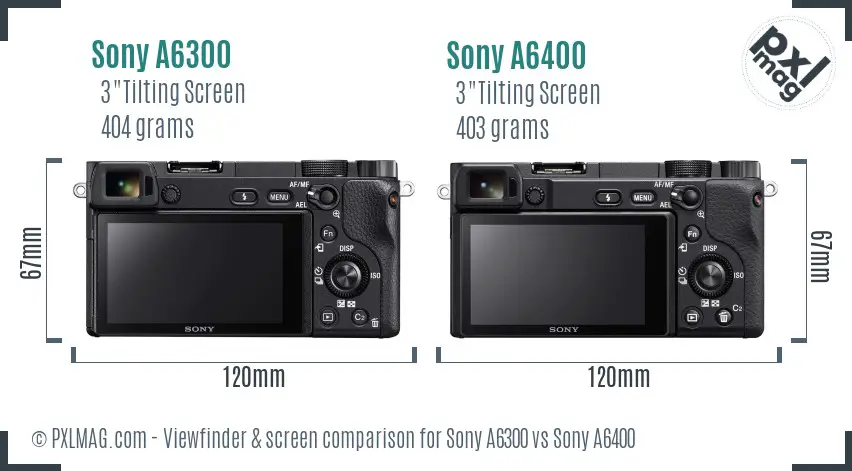 Sony A6300 vs Sony A6400 Screen and Viewfinder comparison