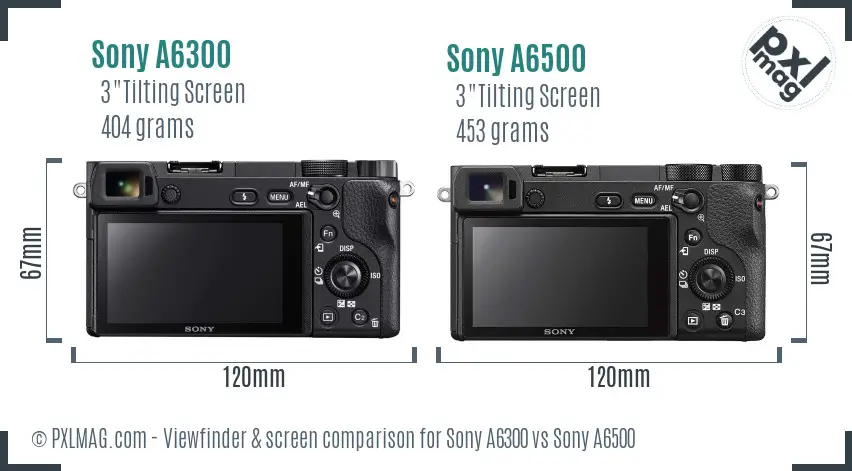 Sony A6300 vs Sony A6500 Screen and Viewfinder comparison