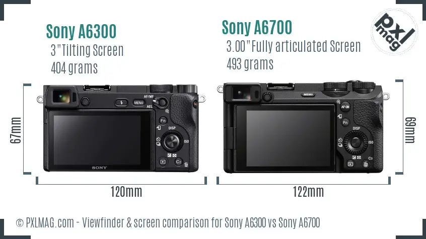 Sony A6300 vs Sony A6700 Screen and Viewfinder comparison