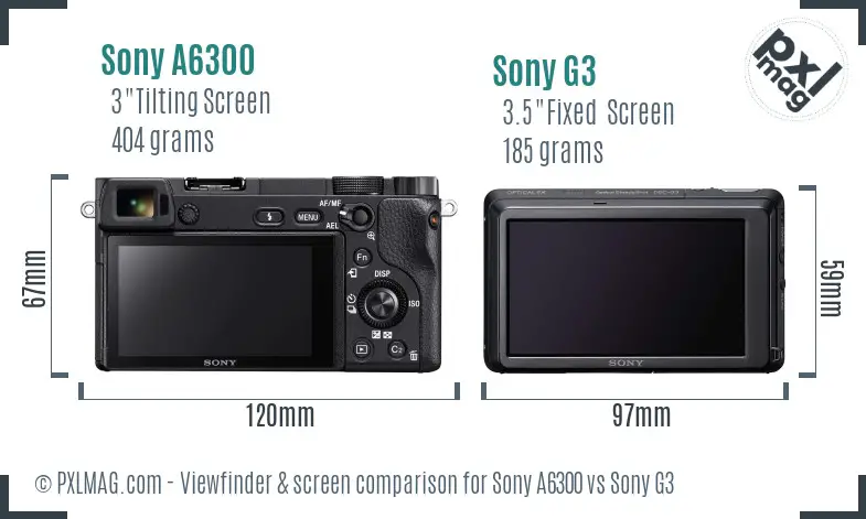 Sony A6300 vs Sony G3 Screen and Viewfinder comparison
