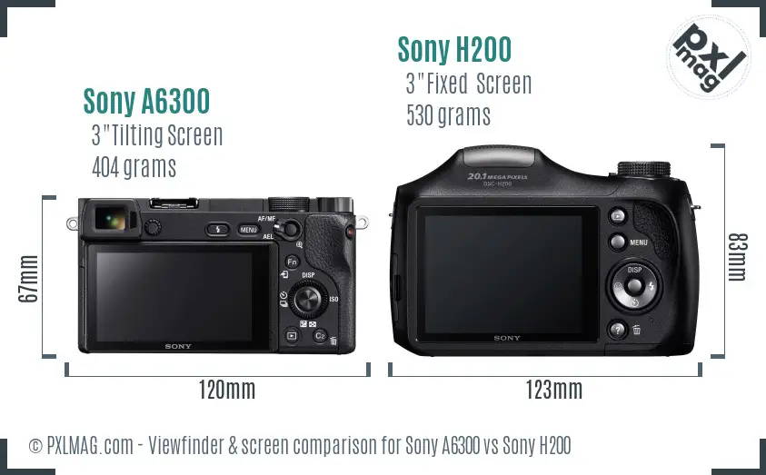 Sony A6300 vs Sony H200 Screen and Viewfinder comparison