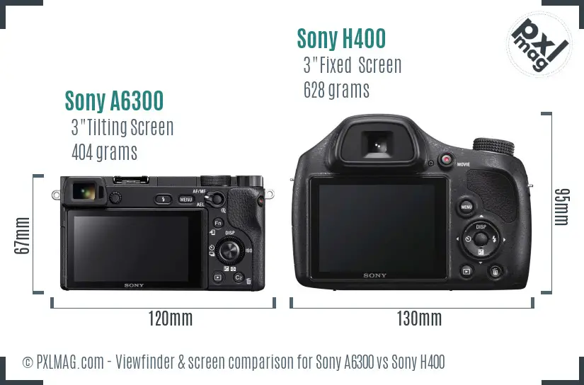 Sony A6300 vs Sony H400 Screen and Viewfinder comparison