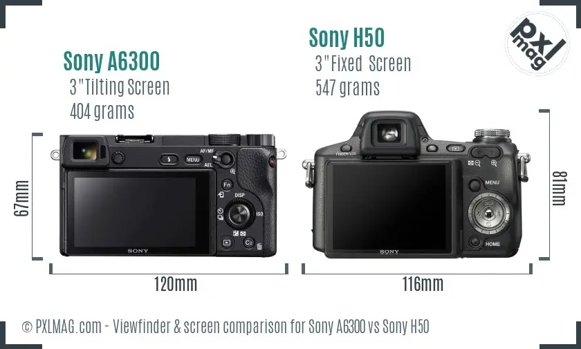 Sony A6300 vs Sony H50 Screen and Viewfinder comparison
