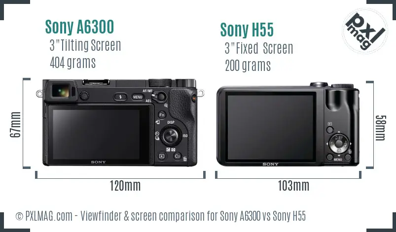 Sony A6300 vs Sony H55 Screen and Viewfinder comparison