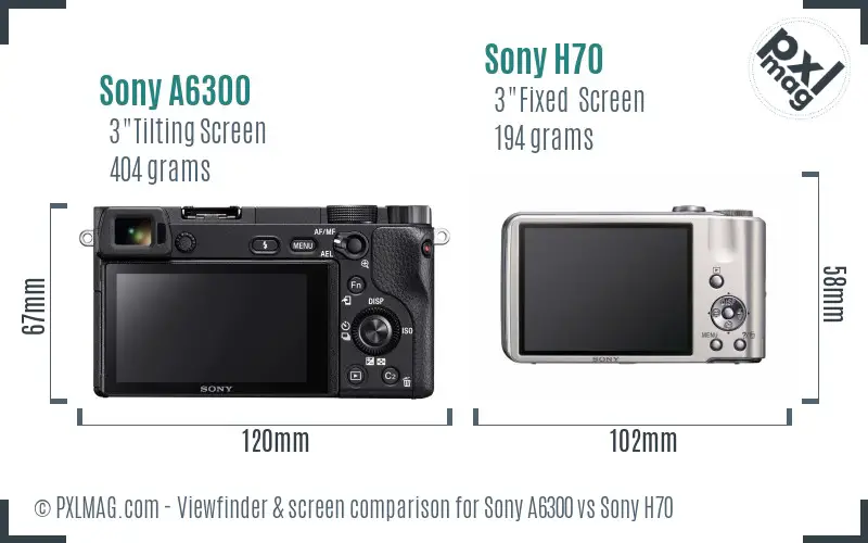Sony A6300 vs Sony H70 Screen and Viewfinder comparison