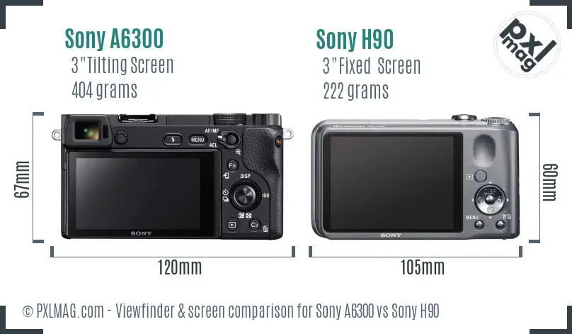 Sony A6300 vs Sony H90 Screen and Viewfinder comparison