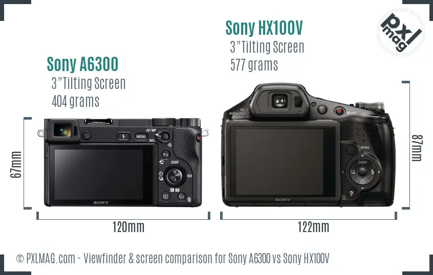 Sony A6300 vs Sony HX100V Screen and Viewfinder comparison