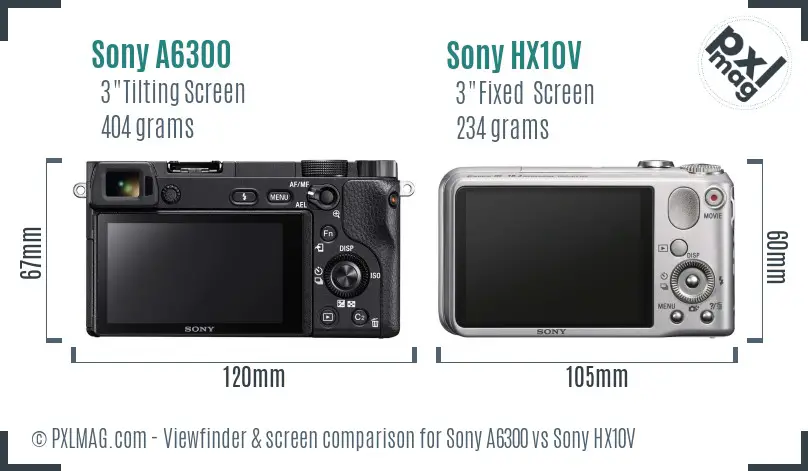 Sony A6300 vs Sony HX10V Screen and Viewfinder comparison