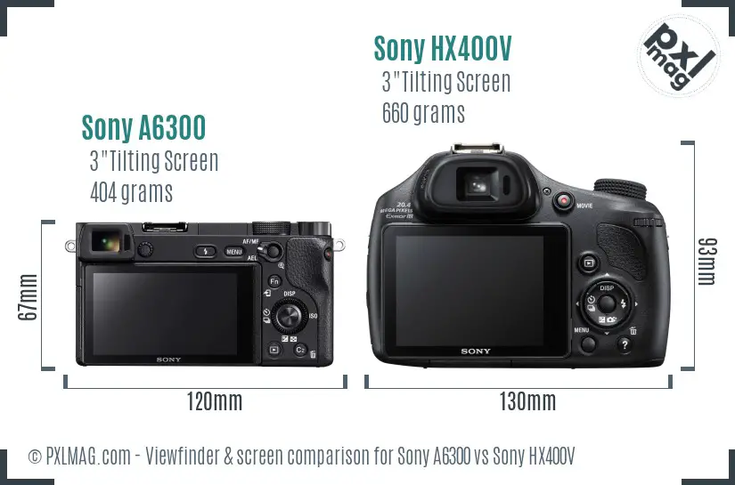 Sony A6300 vs Sony HX400V Screen and Viewfinder comparison