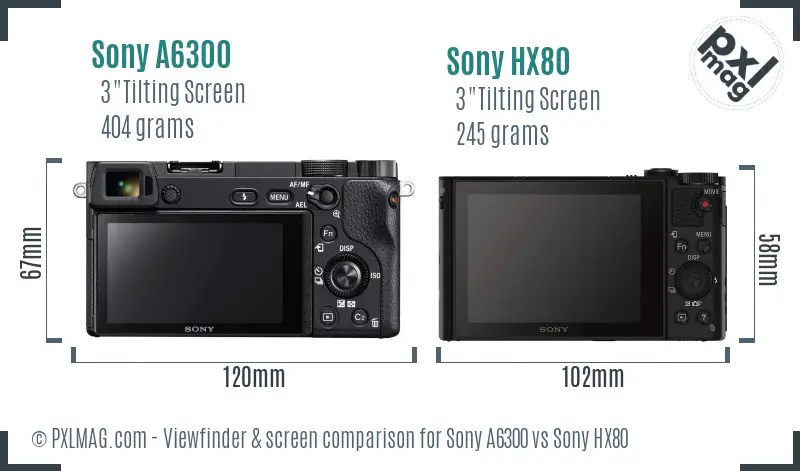 Sony A6300 vs Sony HX80 Screen and Viewfinder comparison