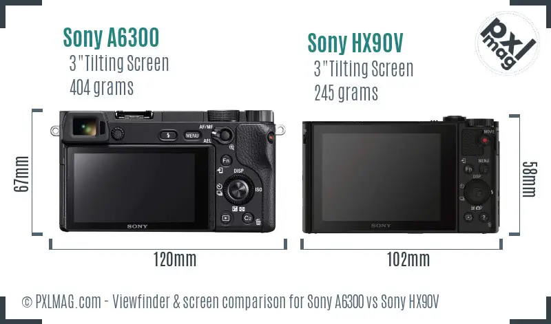 Sony A6300 vs Sony HX90V Screen and Viewfinder comparison