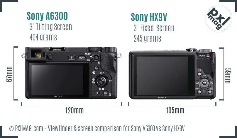 Sony A6300 vs Sony HX9V Screen and Viewfinder comparison