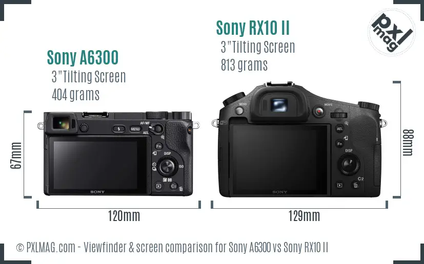 Sony A6300 vs Sony RX10 II Screen and Viewfinder comparison