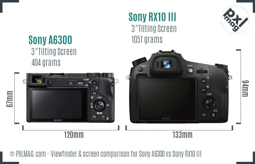 Sony A6300 vs Sony RX10 III Screen and Viewfinder comparison