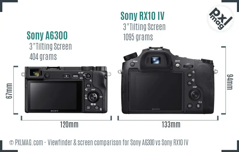 Sony A6300 vs Sony RX10 IV Screen and Viewfinder comparison