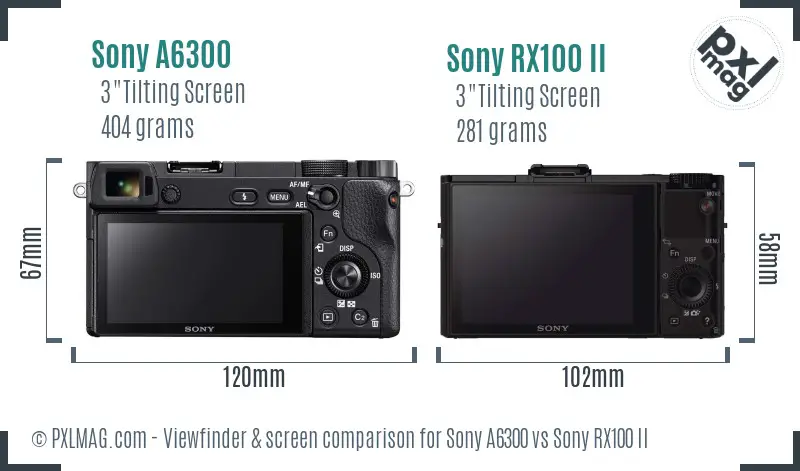 Sony A6300 vs Sony RX100 II Screen and Viewfinder comparison