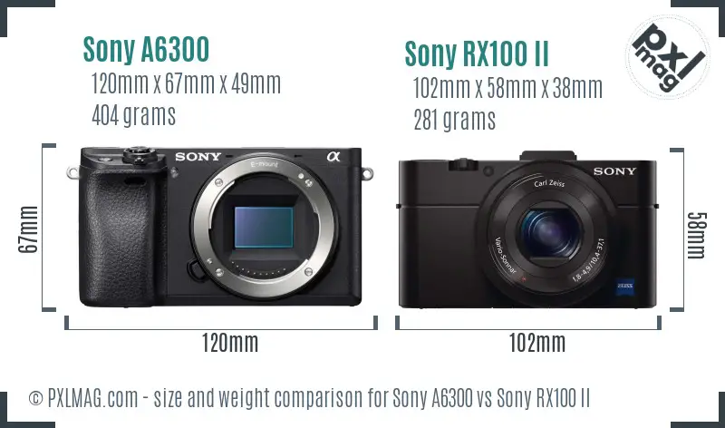 Sony A6300 vs Sony RX100 II size comparison