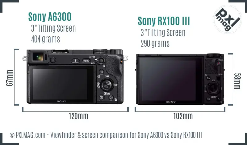 Sony A6300 vs Sony RX100 III Screen and Viewfinder comparison