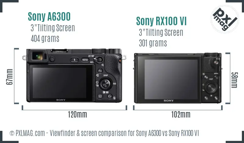 Sony A6300 vs Sony RX100 VI Screen and Viewfinder comparison