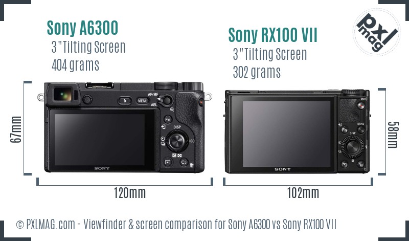 Sony A6300 vs Sony RX100 VII Screen and Viewfinder comparison