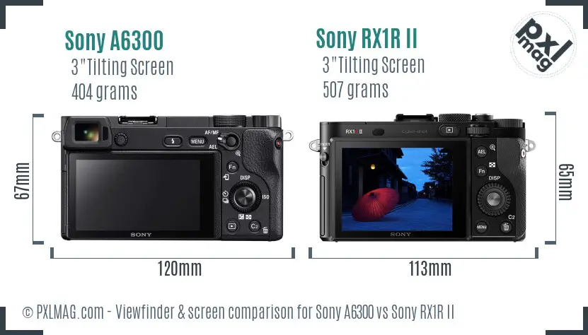 Sony A6300 vs Sony RX1R II Screen and Viewfinder comparison