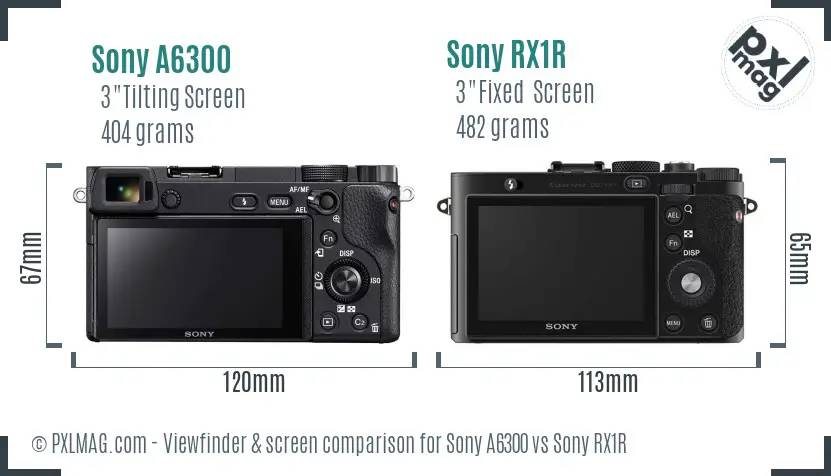Sony A6300 vs Sony RX1R Screen and Viewfinder comparison