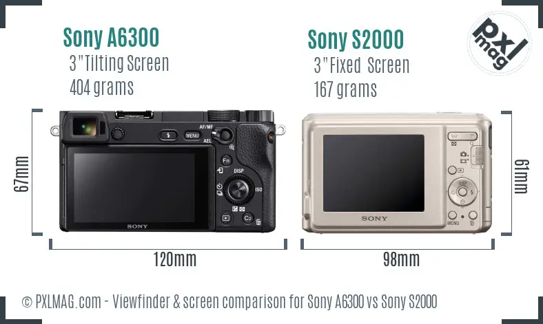 Sony A6300 vs Sony S2000 Screen and Viewfinder comparison